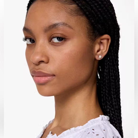 Kate Spade “You're A Gem” Triangle Studs Champagne and Silver Earrings, w/dusty - Picture 3 of 6